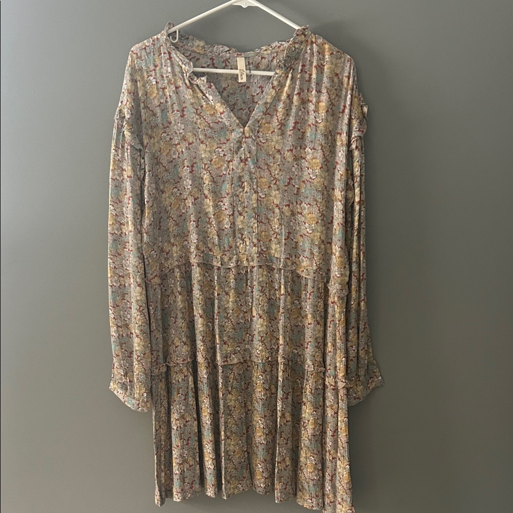 Elan Multicolor Floral Long Sleeve Dress